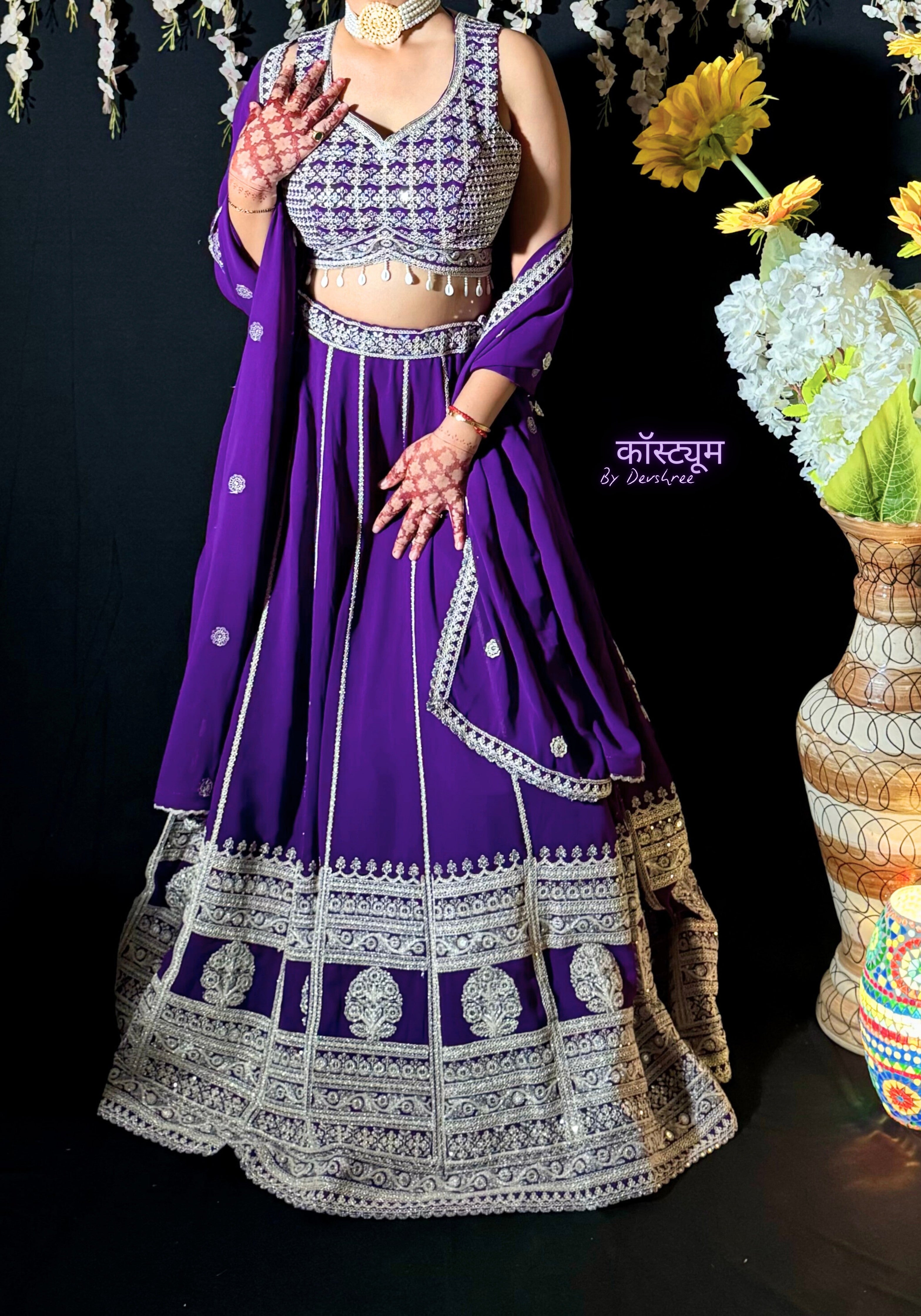 Deep orchid designer semi-bridal Lehenga set