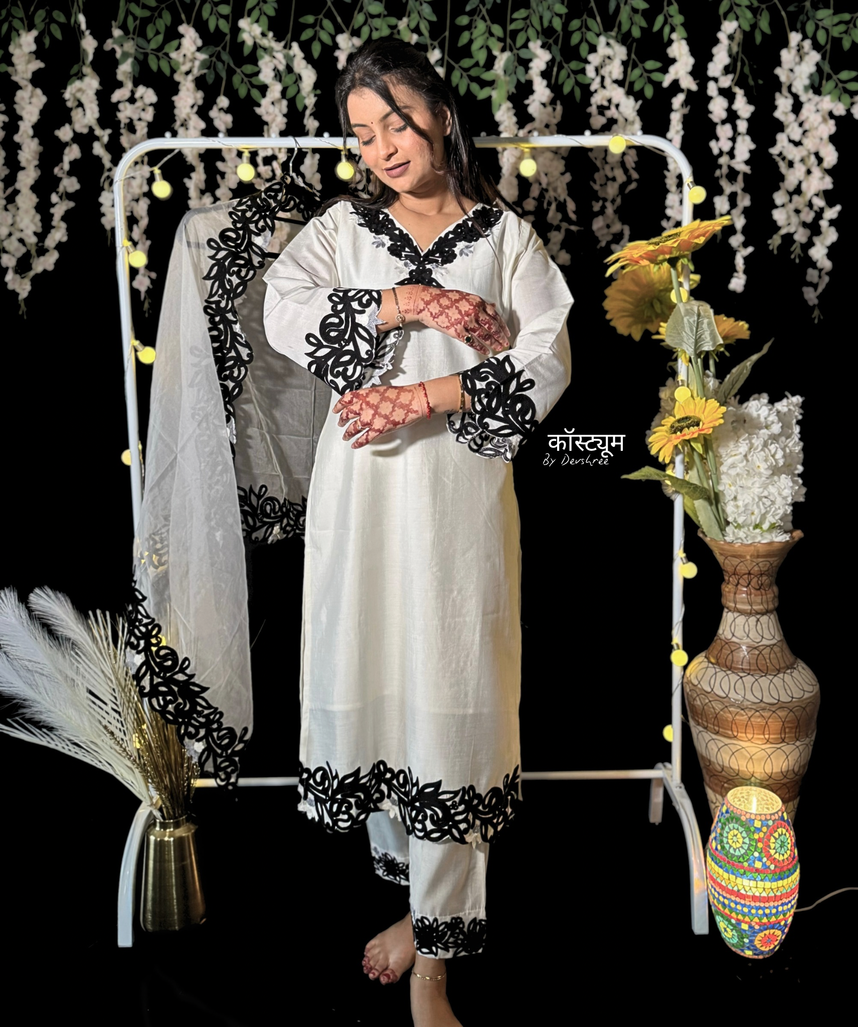 Pearl White pakistani suit set