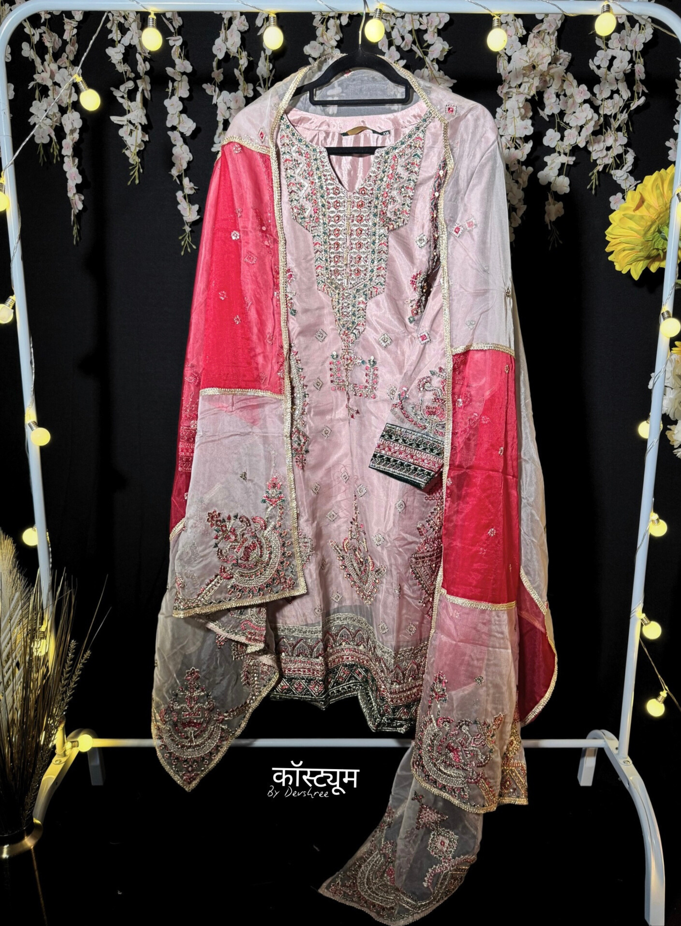 Lawn semi-bridal Pakistani suit set