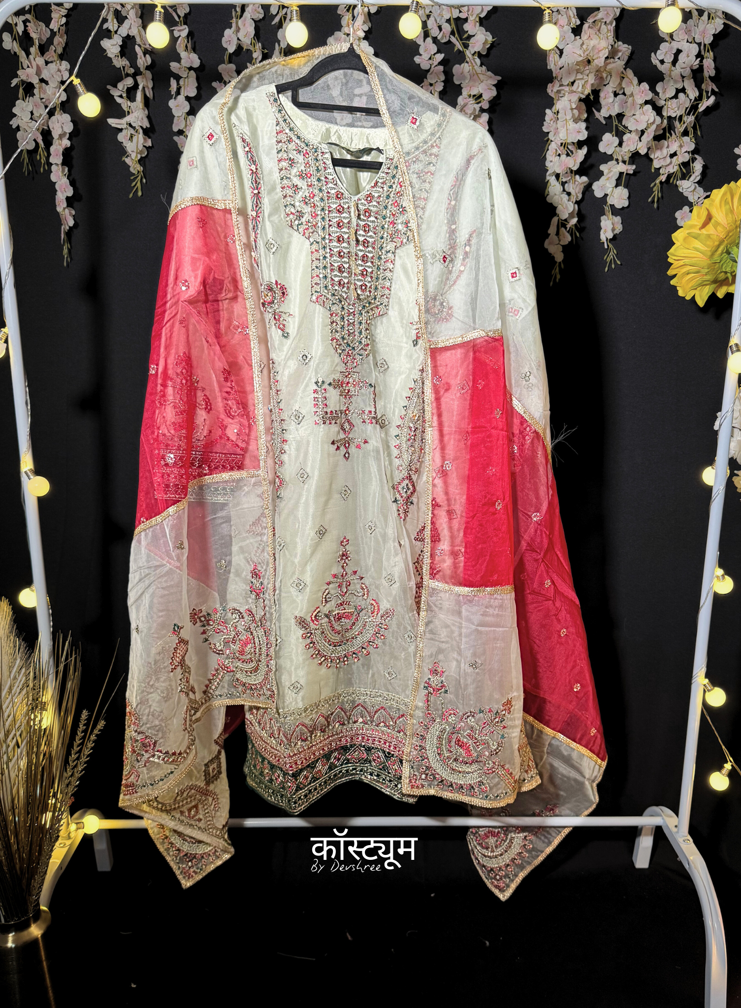 Lawn semi-bridal Pakistani suit set