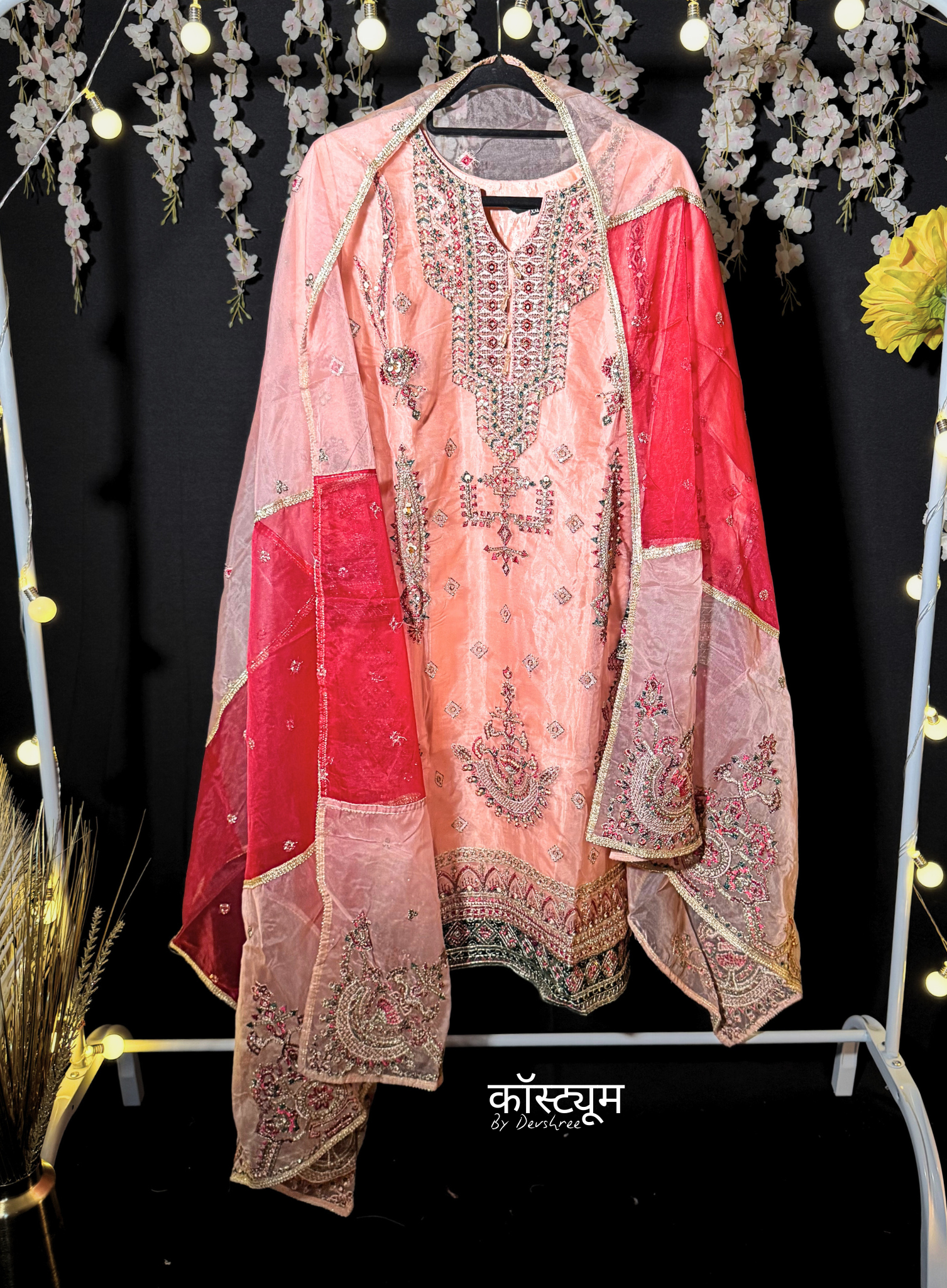 Lawn semi-bridal Pakistani suit set