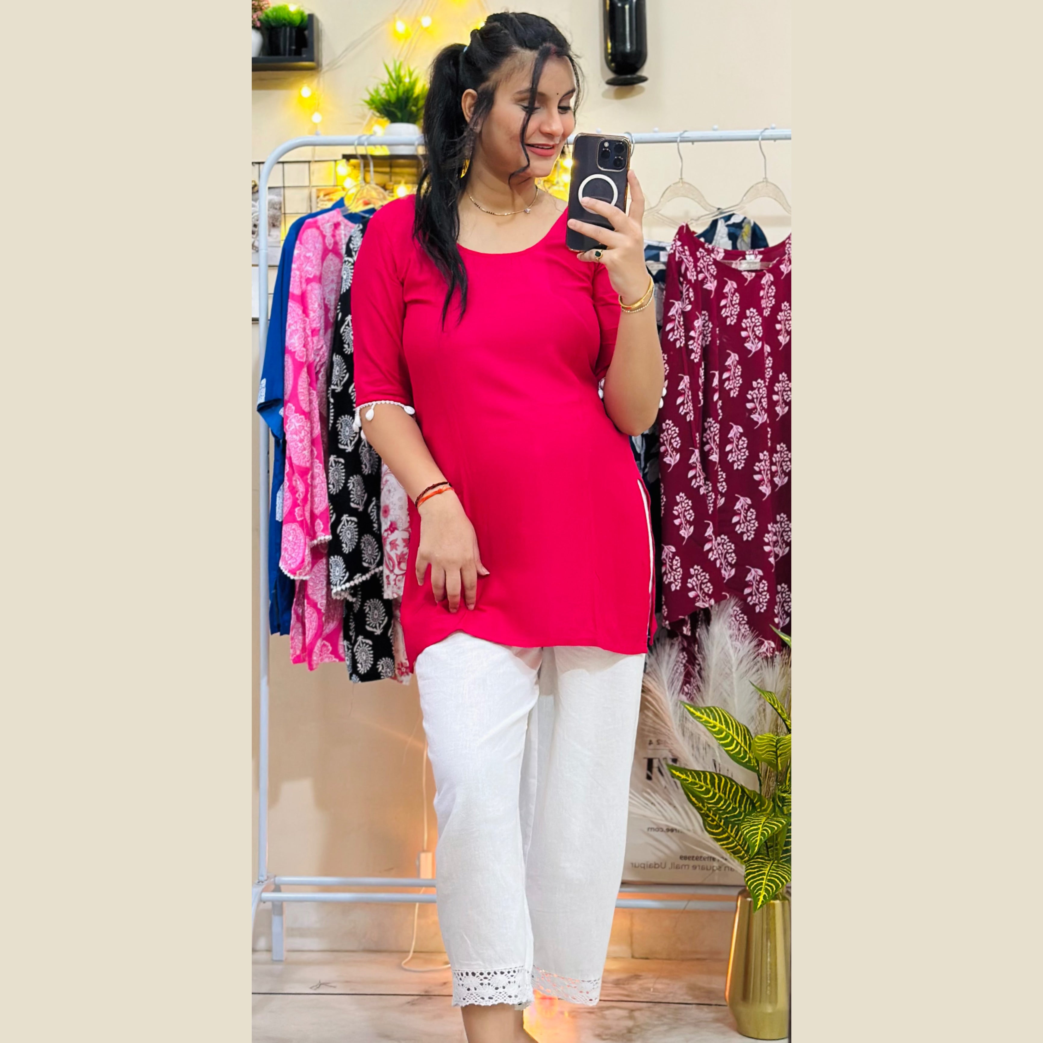 Sakhiyaan pink | Short Kurti