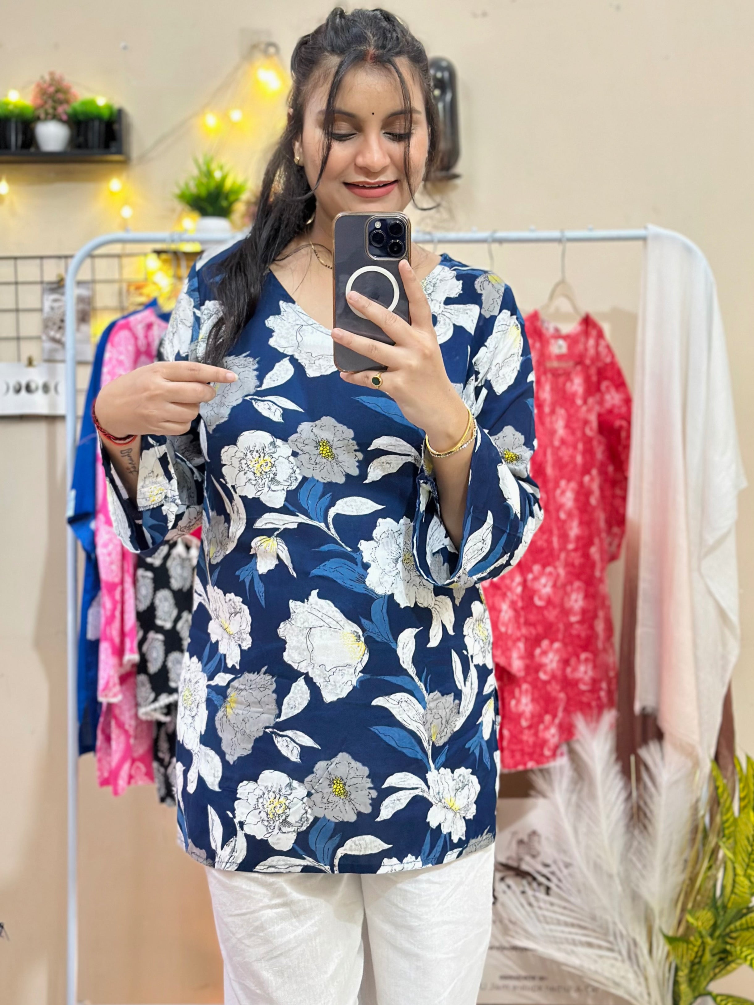 Sapphire Petals | Short kurti
